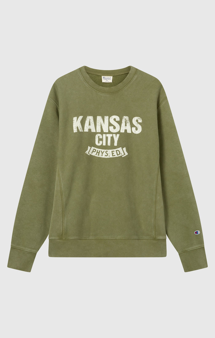 Men’s Heavyweight Crewneck Sweatshirt with Brushed Interior and Print Reverse Weave