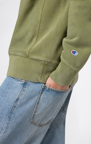 Sudadera Hombre Reverse Weave de Cuello Redondo con Interior Afelpado y Estampado