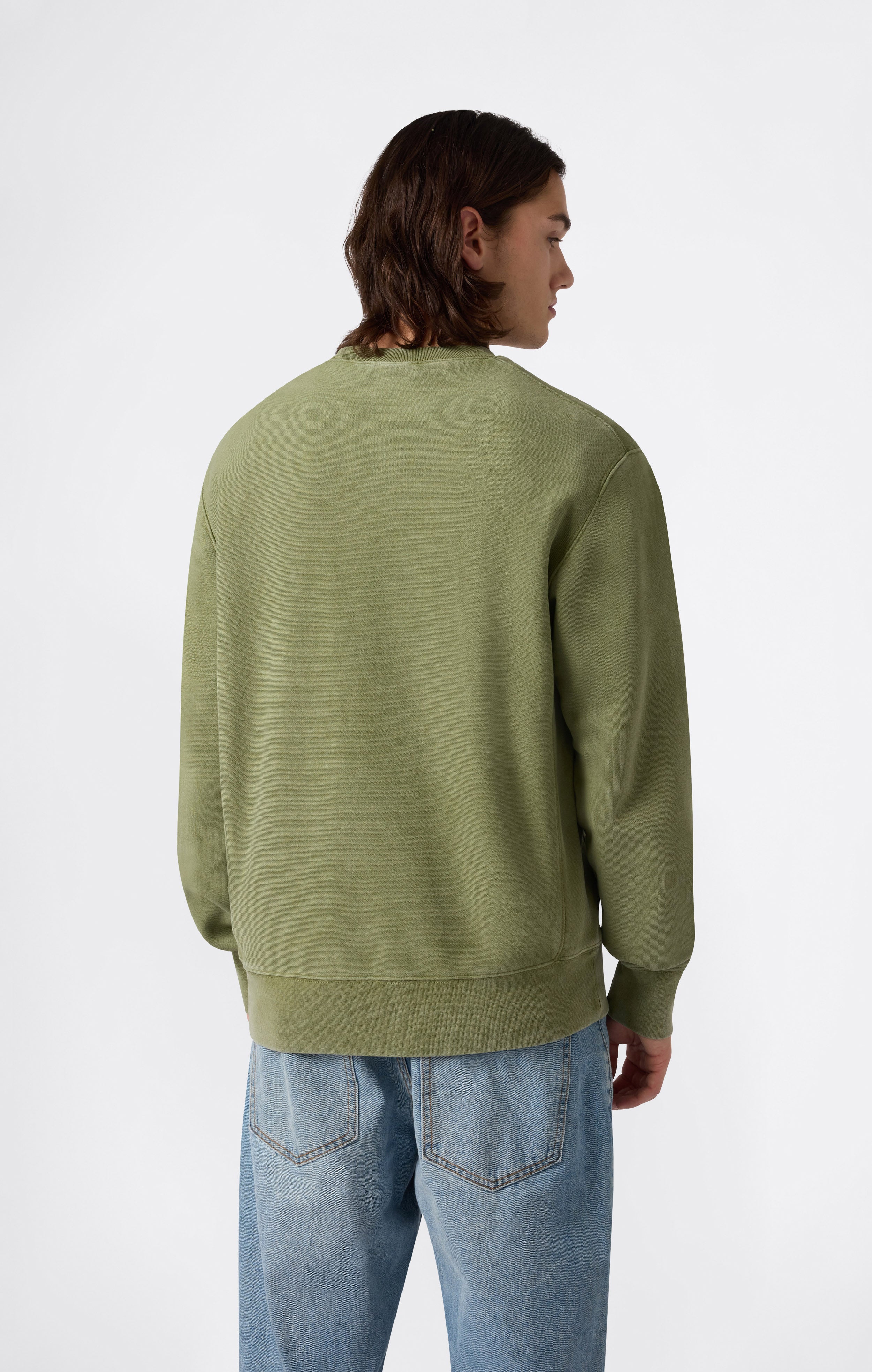 Sudadera Hombre Reverse Weave de Cuello Redondo con Interior Afelpado y Estampado