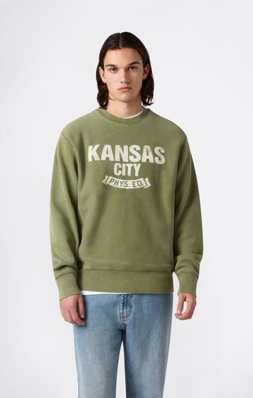 Men’s Heavyweight Crewneck Sweatshirt with Brushed Interior and Print Reverse Weave