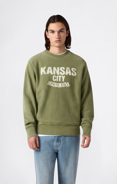 Men’s Heavyweight Crewneck Sweatshirt with Brushed Interior and Print Reverse Weave