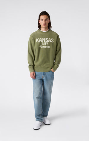 Sudadera Hombre Reverse Weave de Cuello Redondo con Interior Afelpado y Estampado