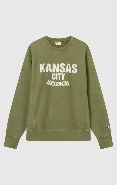 Men’s Heavyweight Crewneck Sweatshirt with Brushed Interior and Print Reverse Weave