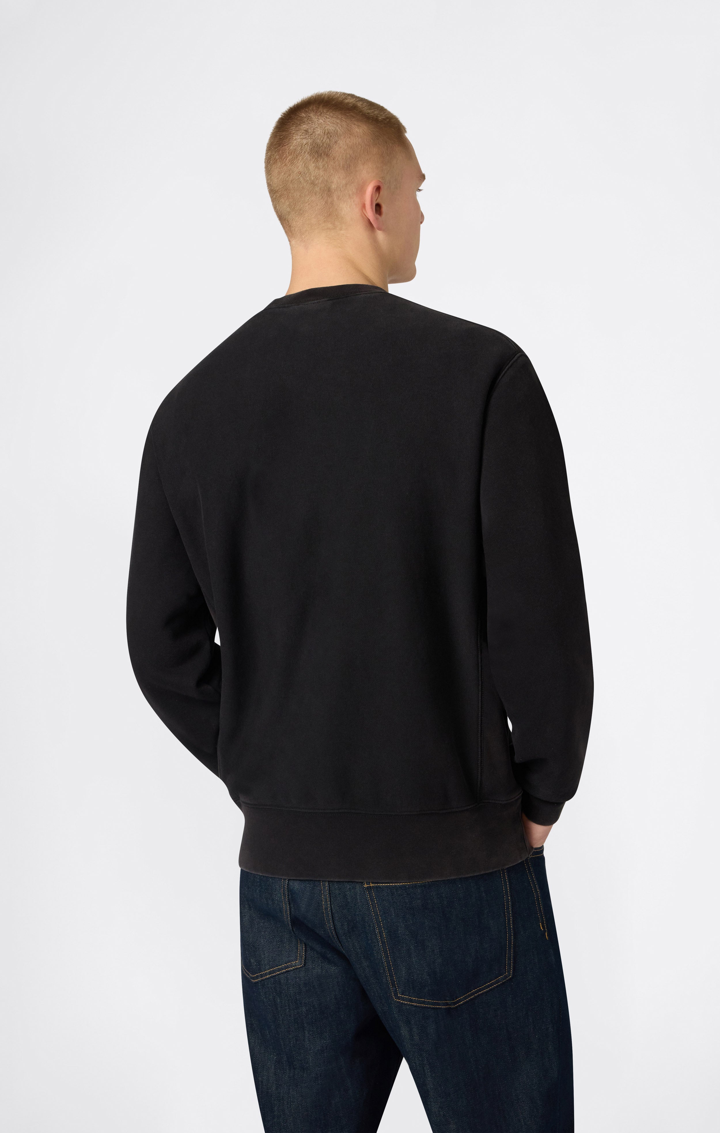 Men’s Heavyweight Crewneck Sweatshirt with Brushed Interior and Print Reverse Weave
