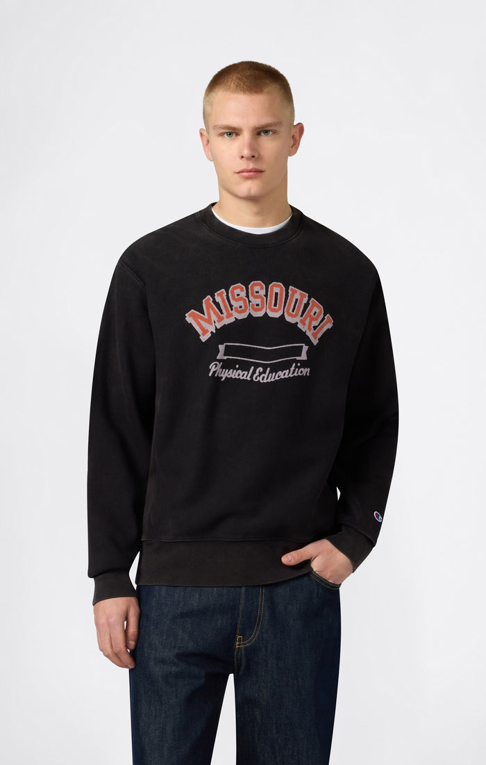Men’s Heavyweight Crewneck Sweatshirt with Brushed Interior and Print Reverse Weave