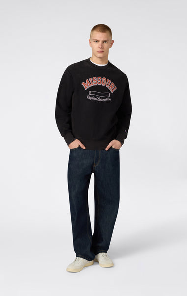 Men’s Heavyweight Crewneck Sweatshirt with Brushed Interior and Print Reverse Weave