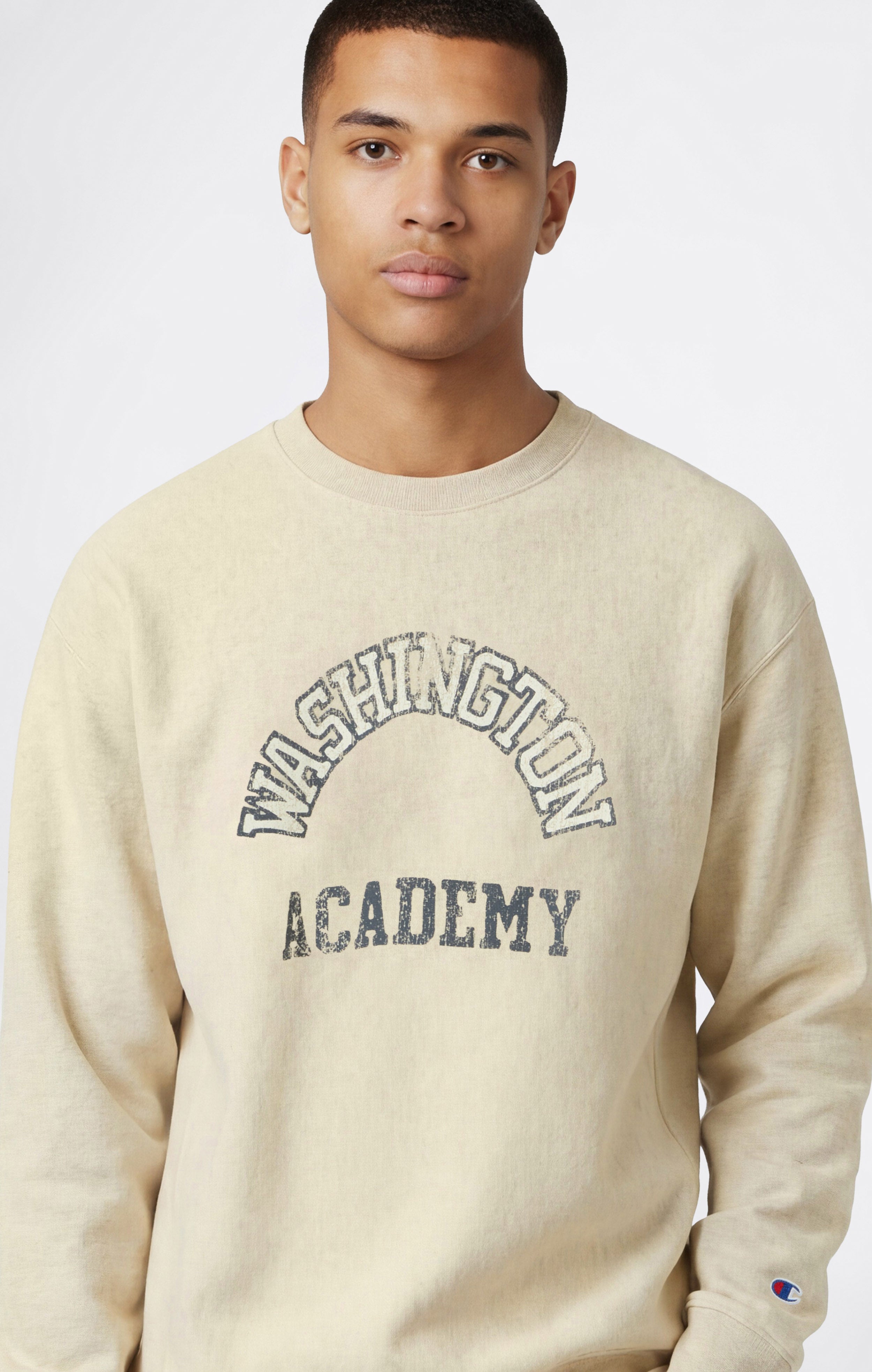 Sweat-shirt Homme Col Rond Reverse Weave Épais avec Intérieur Gratté et Imprimé