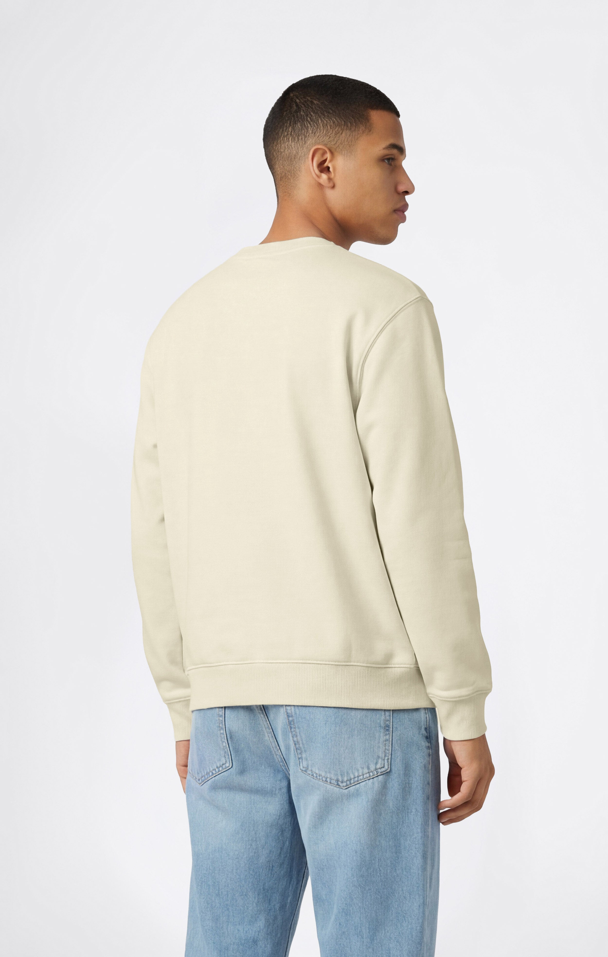 Sweat-shirt Homme Col Rond Reverse Weave Épais avec Intérieur Gratté et Imprimé