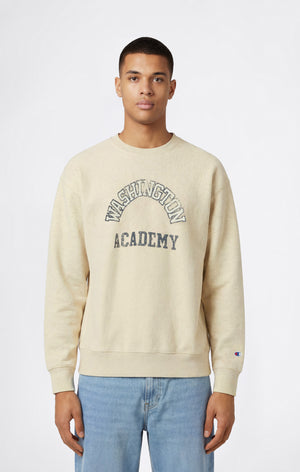 Sweat-shirt Homme Col Rond Reverse Weave Épais avec Intérieur Gratté et Imprimé