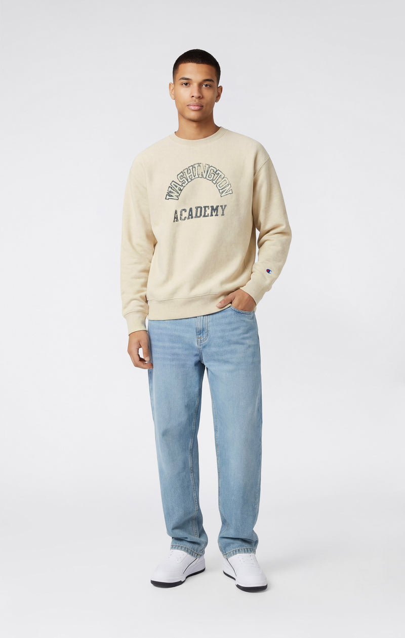 Sweat-shirt Homme Col Rond Reverse Weave Épais avec Intérieur Gratté et Imprimé