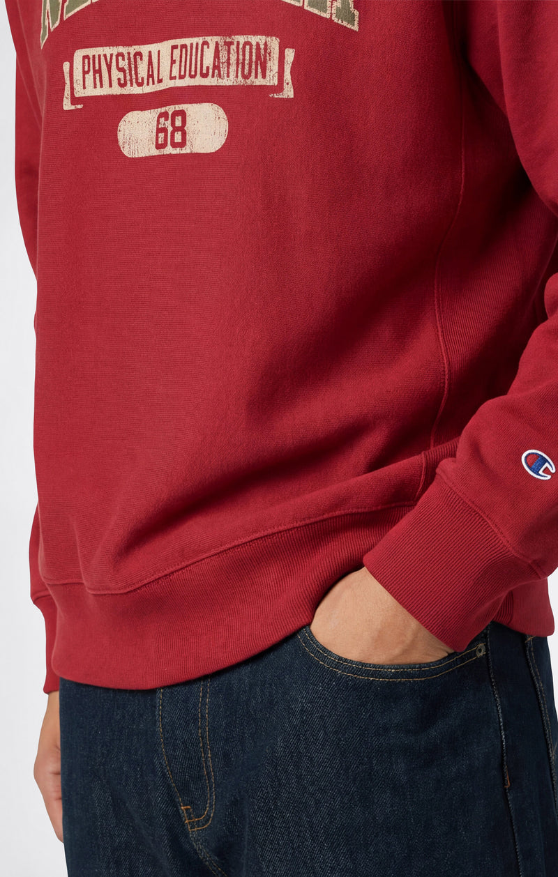 Sweat-shirt Homme Col Rond Reverse Weave Épais avec Intérieur Gratté et Imprimé