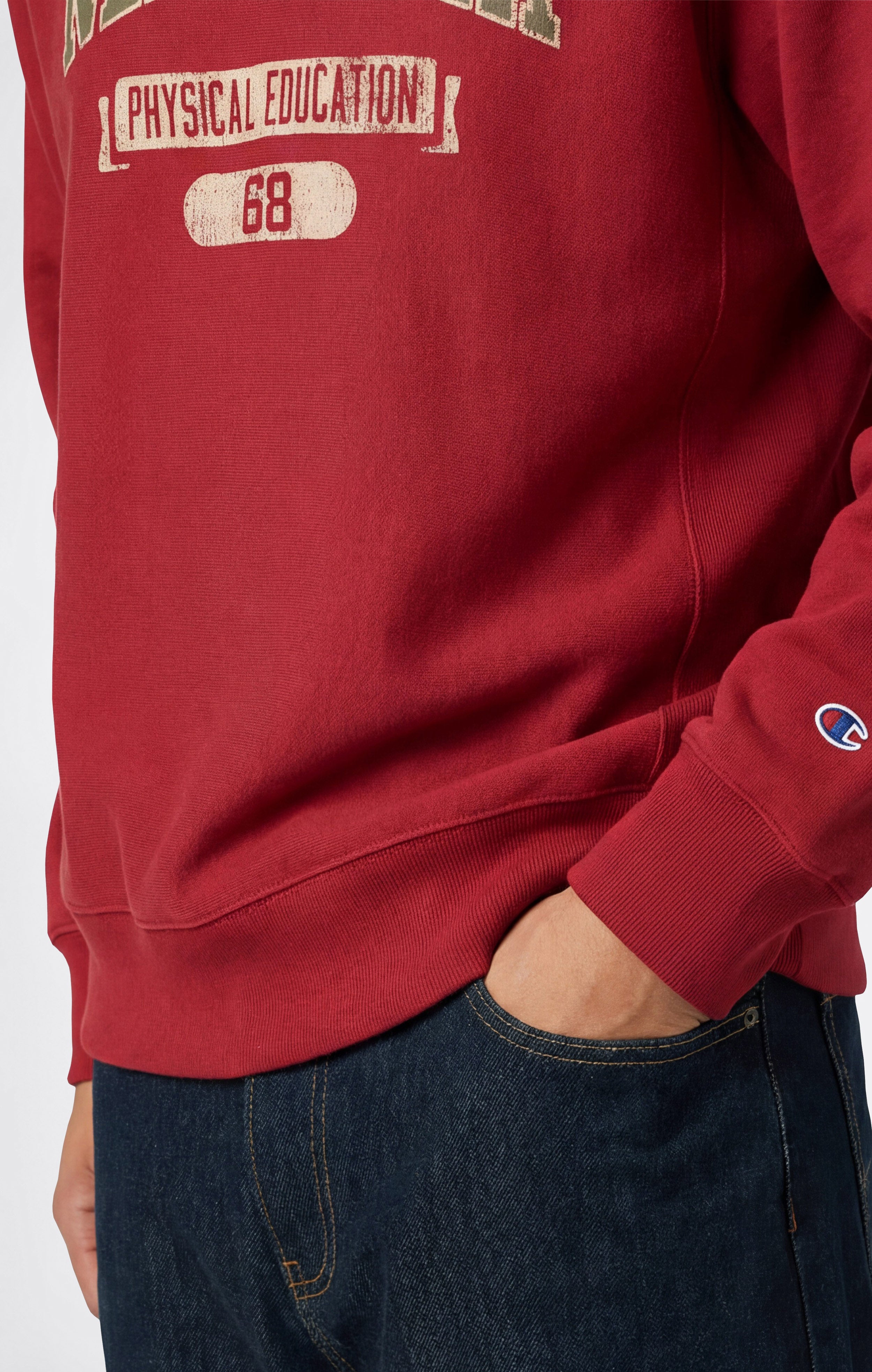 Sweat-shirt Homme Col Rond Reverse Weave Épais avec Intérieur Gratté et Imprimé