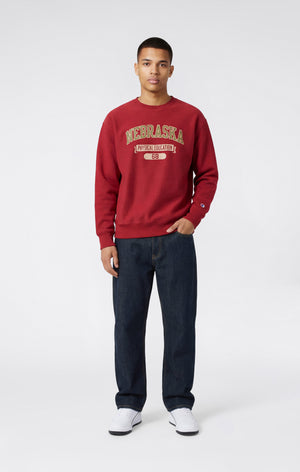 Men’s Heavyweight Crewneck Sweatshirt with Brushed Interior and Print Reverse Weave