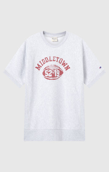 Men’s Heavyweight Short Sleeve Sweatshirt with Brushed Interior and Print Reverse Weave