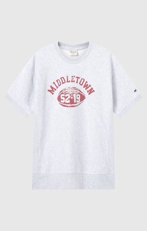 Herren Reverse Weave Kurzarm-Sweatshirt in schwerer Qualität mit angerauter Innenseite und Print