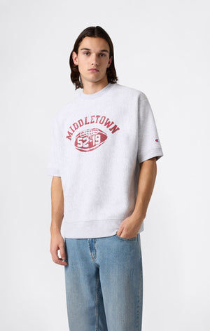 Herren Reverse Weave Kurzarm-Sweatshirt in schwerer Qualität mit angerauter Innenseite und Print