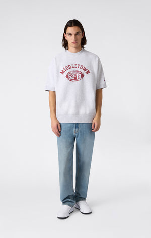 Herren Reverse Weave Kurzarm-Sweatshirt in schwerer Qualität mit angerauter Innenseite und Print