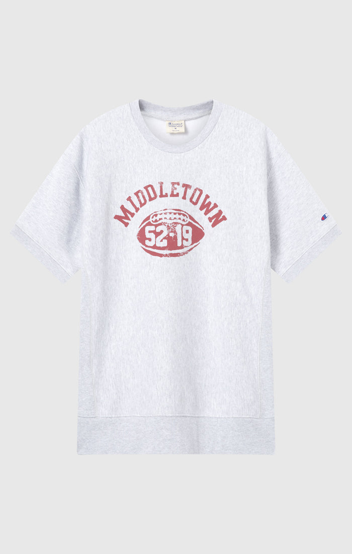 Sweat Homme à Manches Courtes Reverse Weave Épais avec Intérieur Gratté et Imprimé