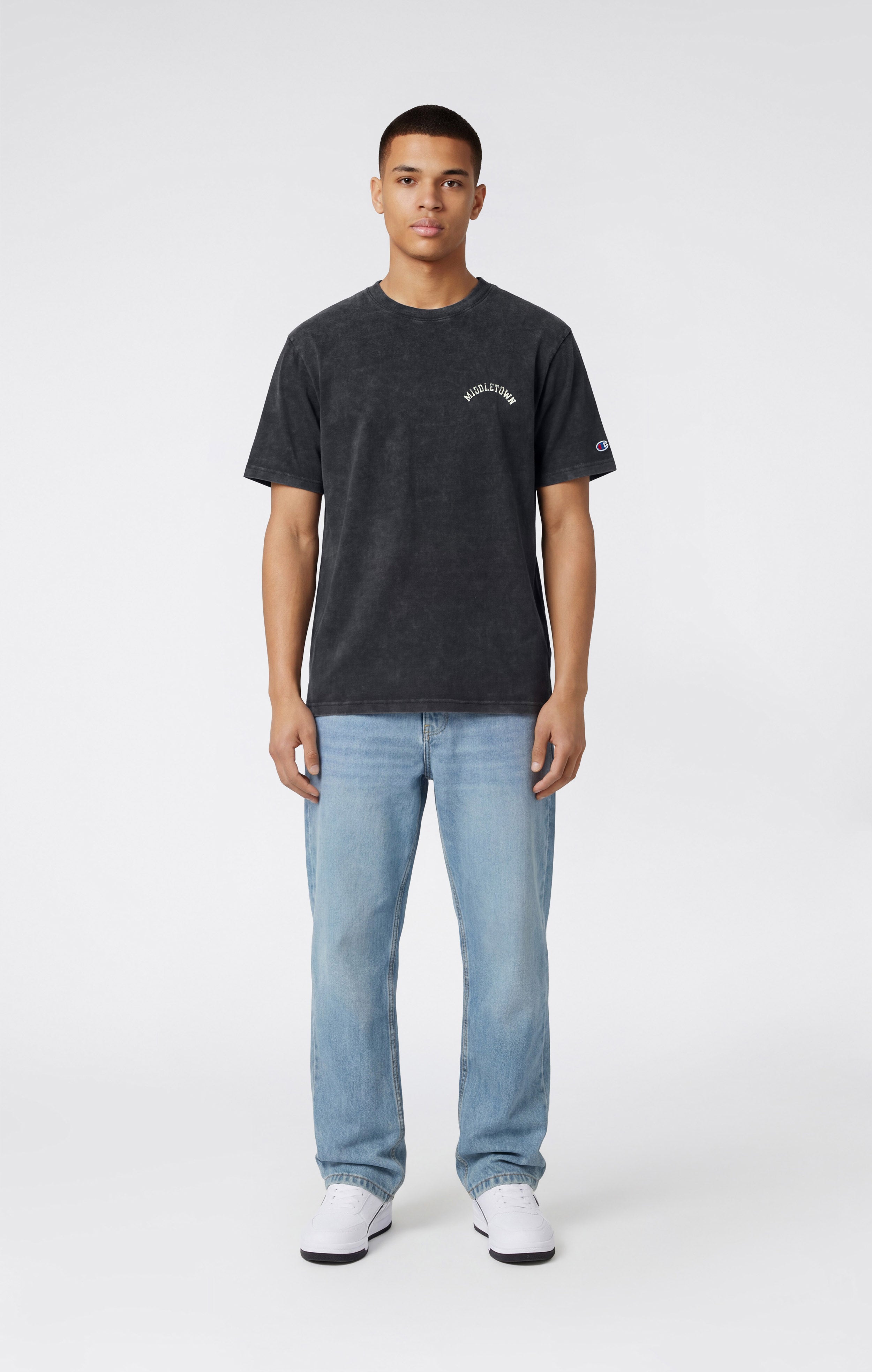 T-shirt Homme en Coton Épais avec Imprimé Reverse Weave