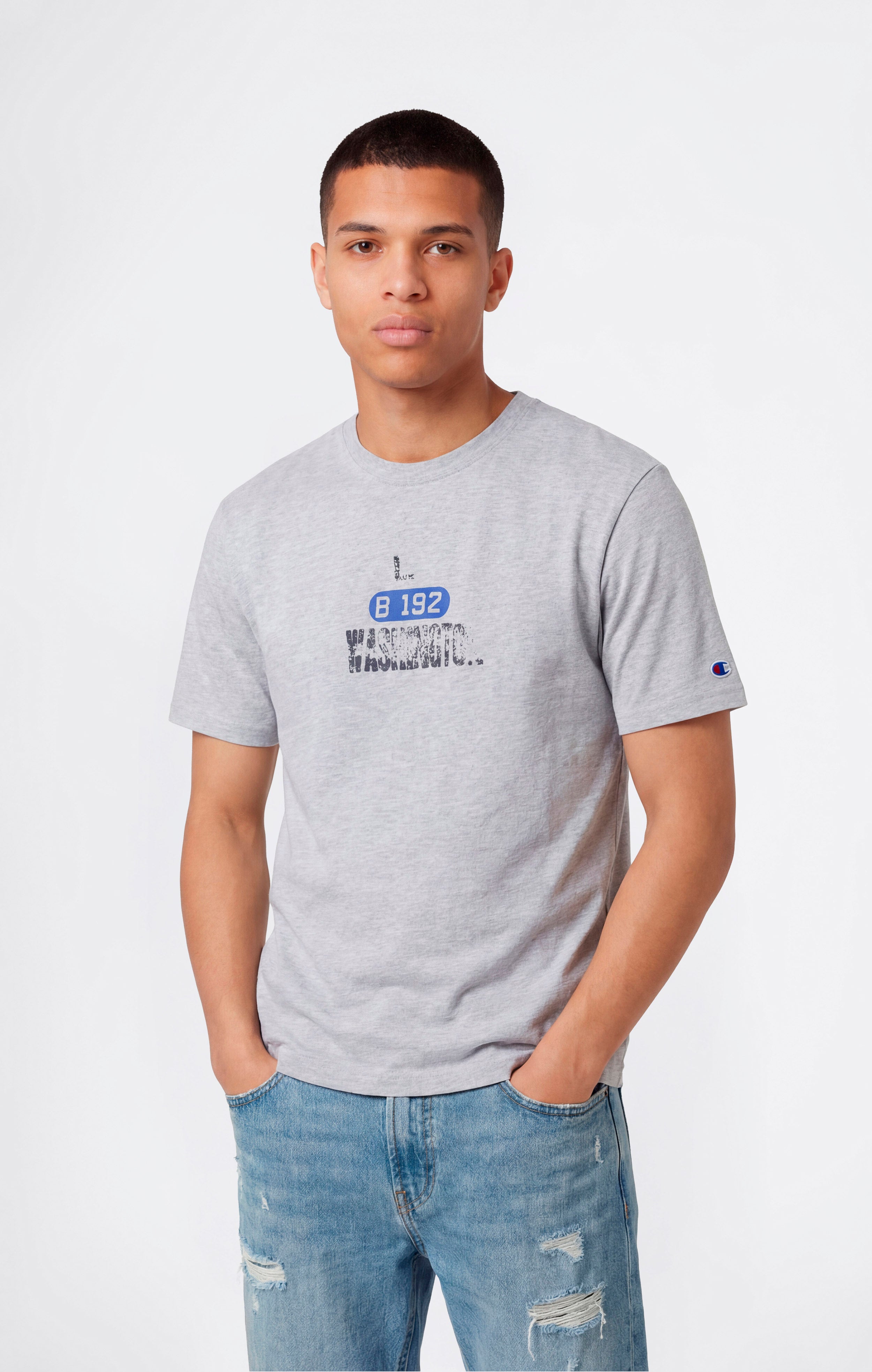 T-shirt Homme en Coton Épais avec Imprimé Reverse Weave