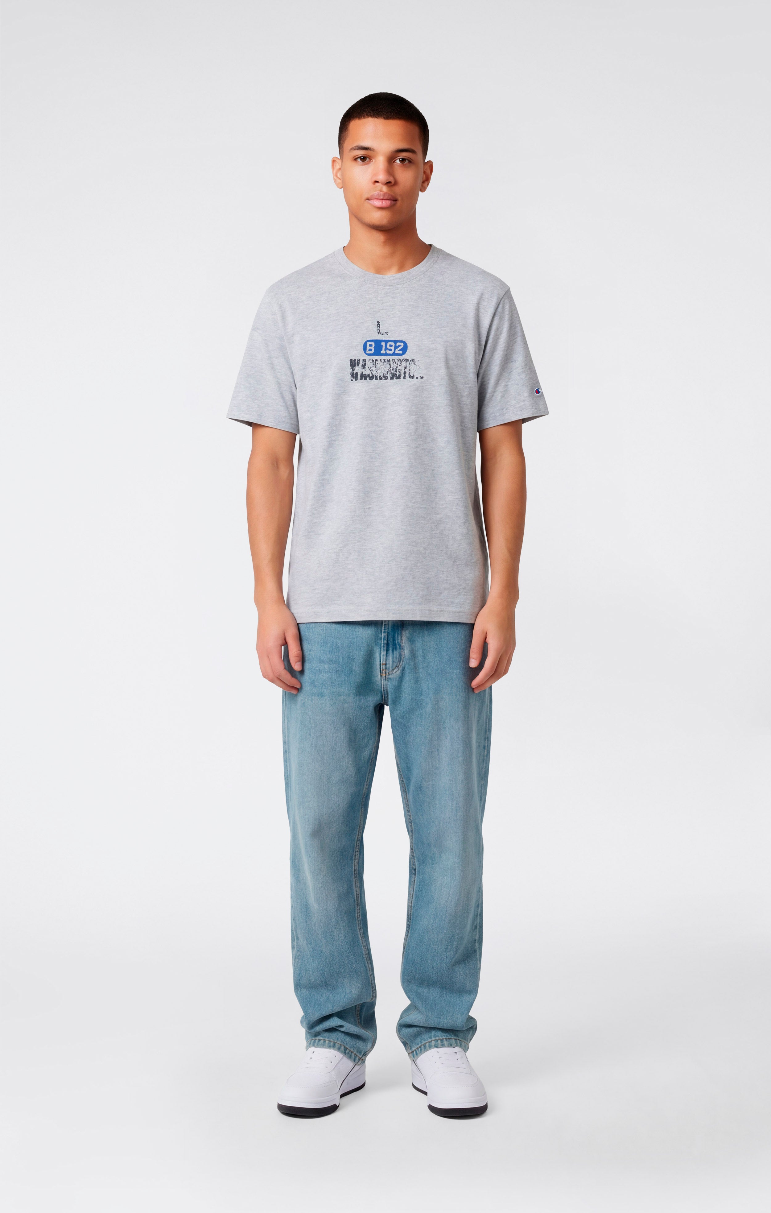 T-shirt Homme en Coton Épais avec Imprimé Reverse Weave