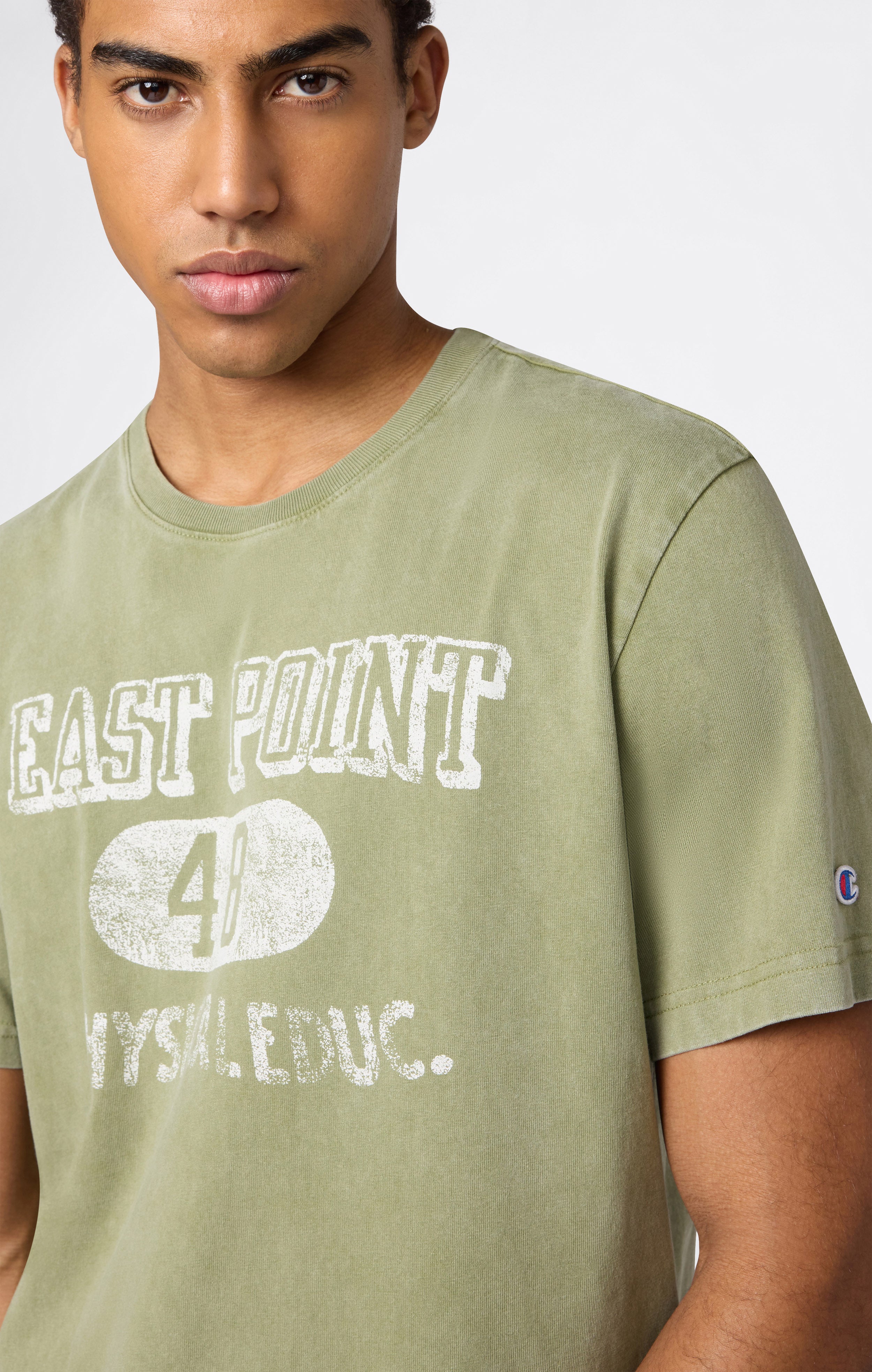 T-shirt in Cotone Pesante e Stampa Reverse Weave da Uomo