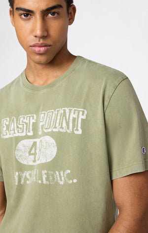 T-shirt in Cotone Pesante e Stampa Reverse Weave da Uomo