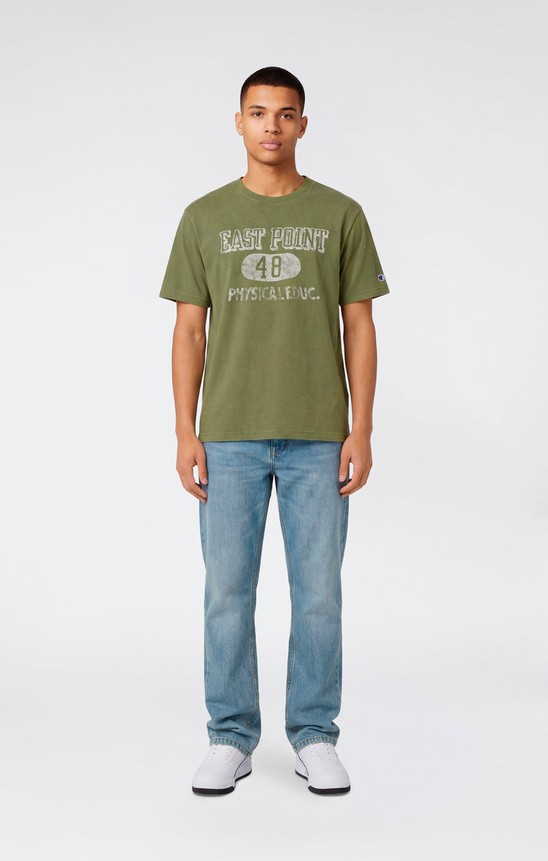 T-shirt Homme en Coton Épais avec Imprimé Reverse Weave