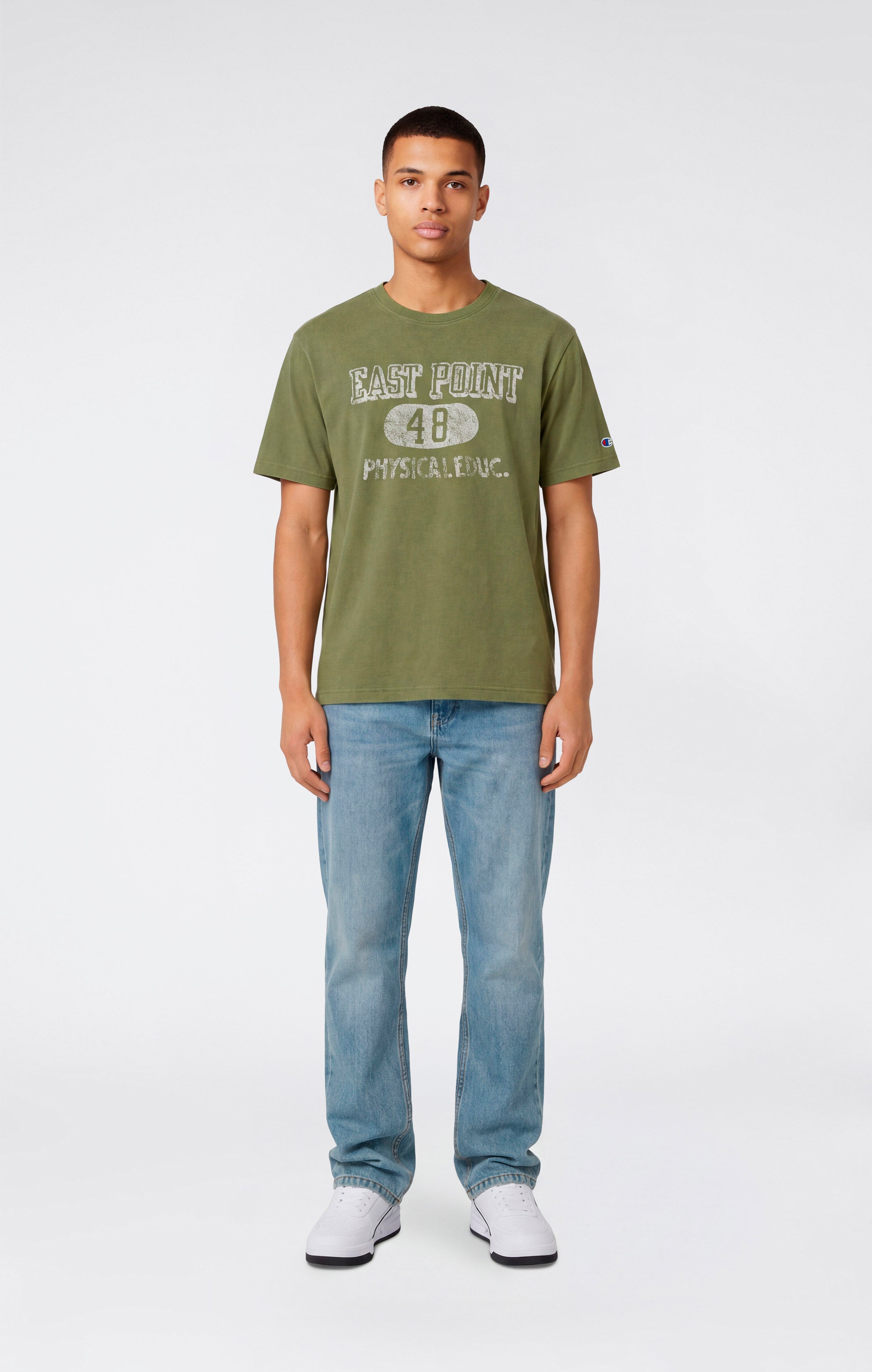 T-shirt Homme en Coton Épais avec Imprimé Reverse Weave