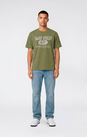 T-shirt Homme en Coton Épais avec Imprimé Reverse Weave