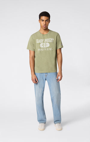 T-shirt in Cotone Pesante e Stampa Reverse Weave da Uomo