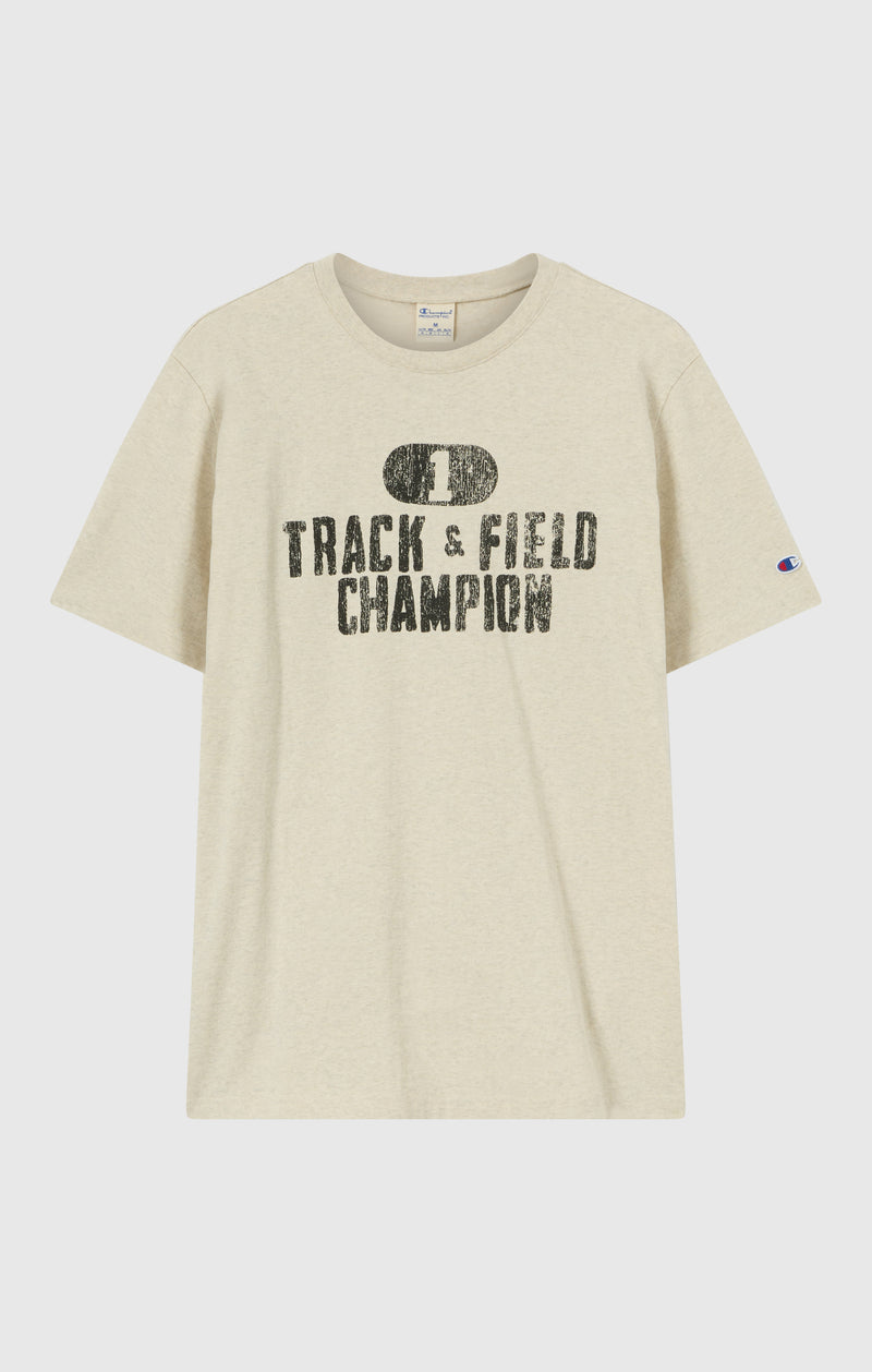 T-shirt in Cotone Pesante e Stampa Reverse Weave da Uomo