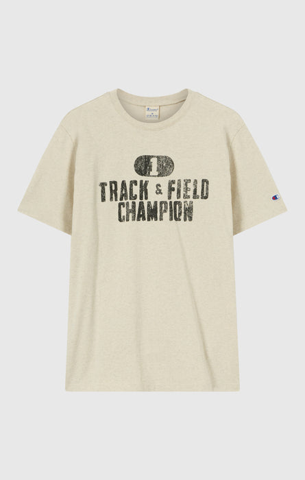 T-shirt in Cotone Pesante e Stampa Reverse Weave da Uomo