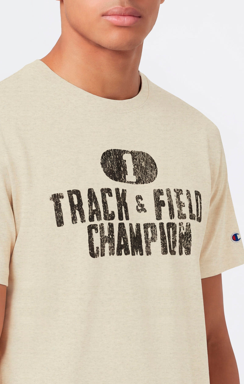 T-shirt in Cotone Pesante e Stampa Reverse Weave da Uomo