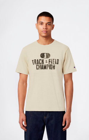 Camiseta de Hombre en Algodón Pesado con Estampado Reverse Weave