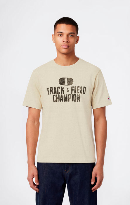 T-shirt in Cotone Pesante e Stampa Reverse Weave da Uomo