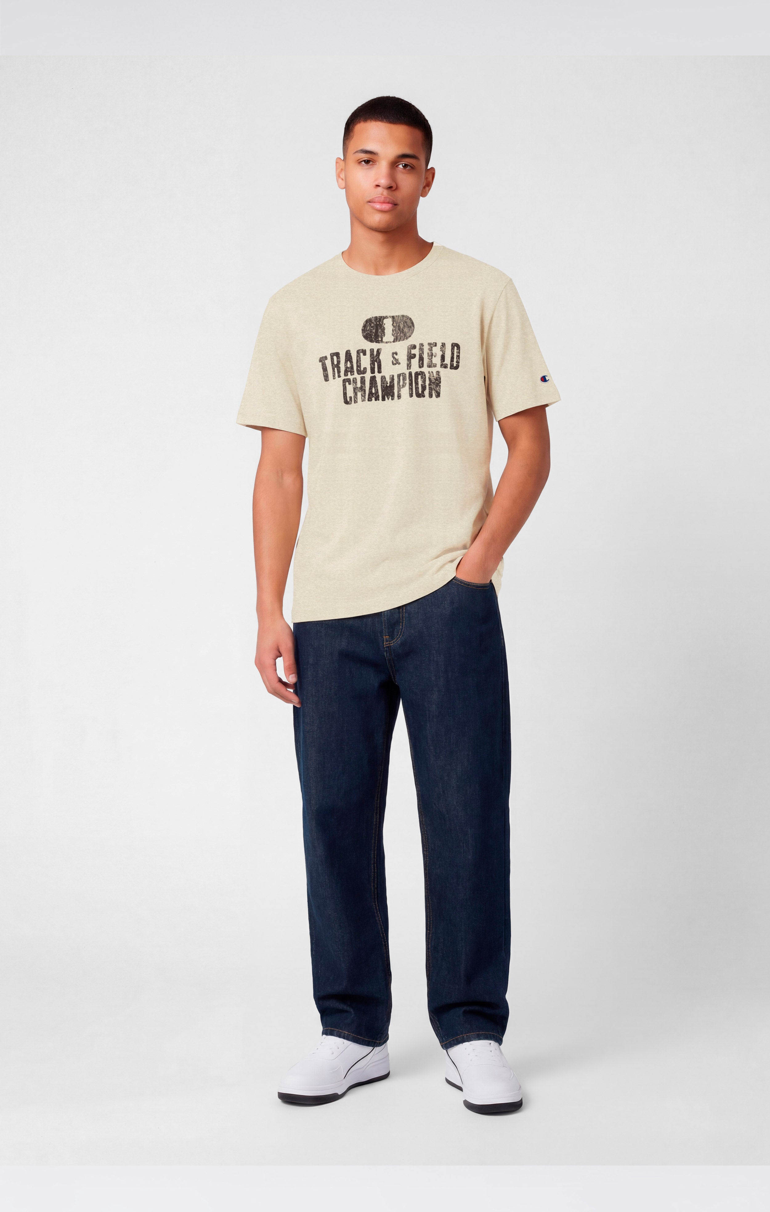 Camiseta de Hombre en Algodón Pesado con Estampado Reverse Weave