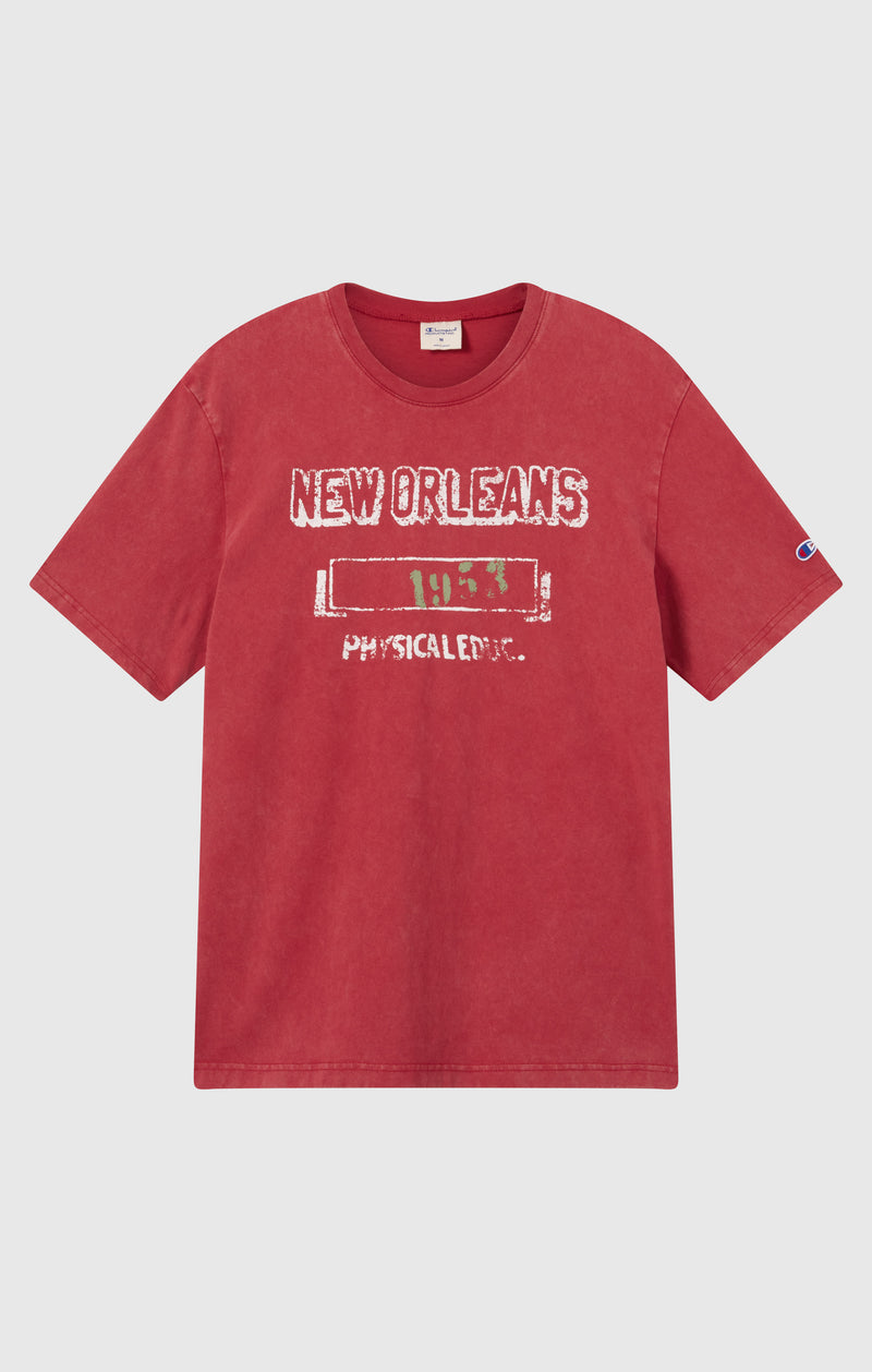 T-shirt Homme en Coton Épais avec Imprimé Reverse Weave