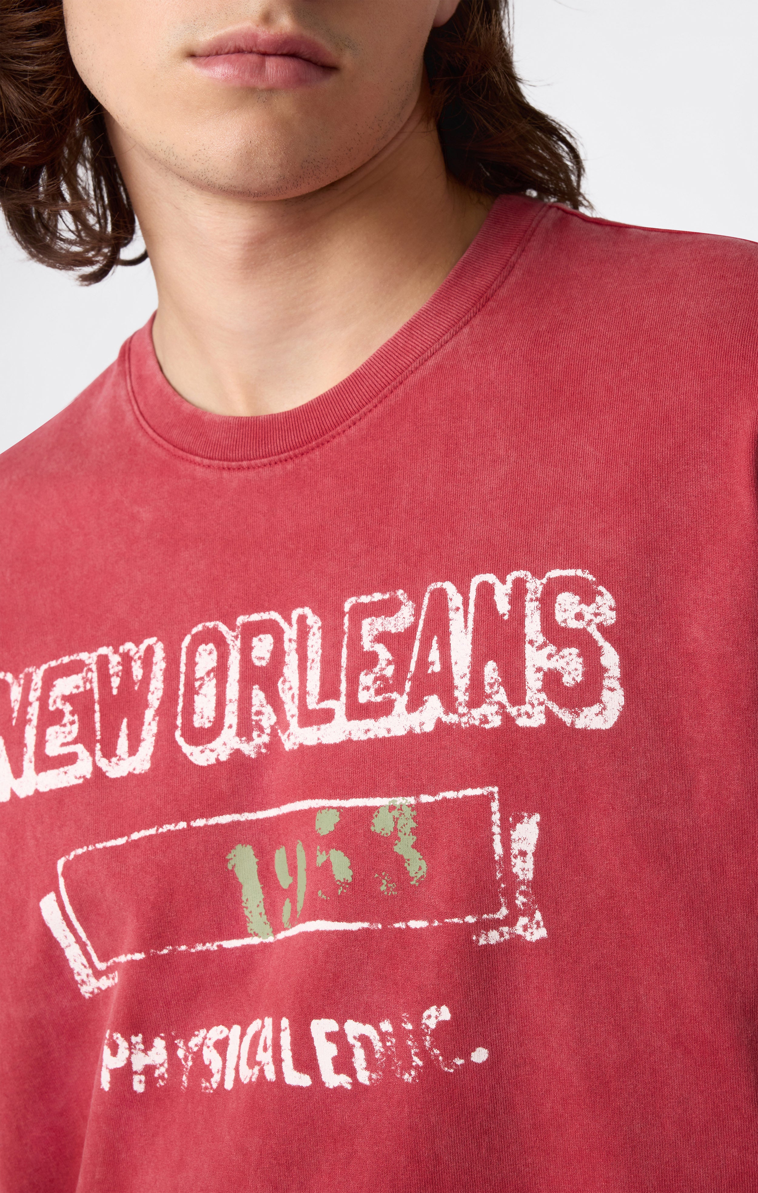 T-shirt Homme en Coton Épais avec Imprimé Reverse Weave