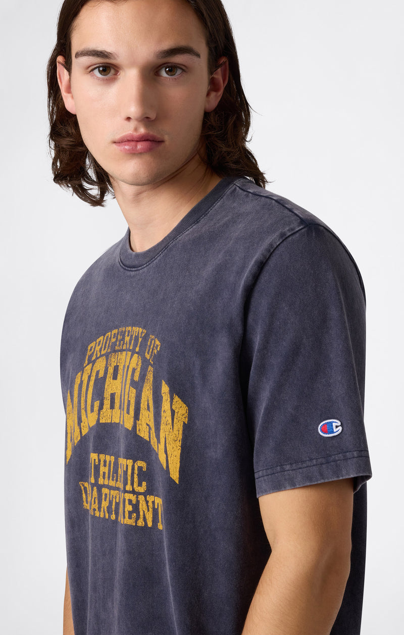 T-shirt Homme en Coton Épais avec Imprimé Reverse Weave