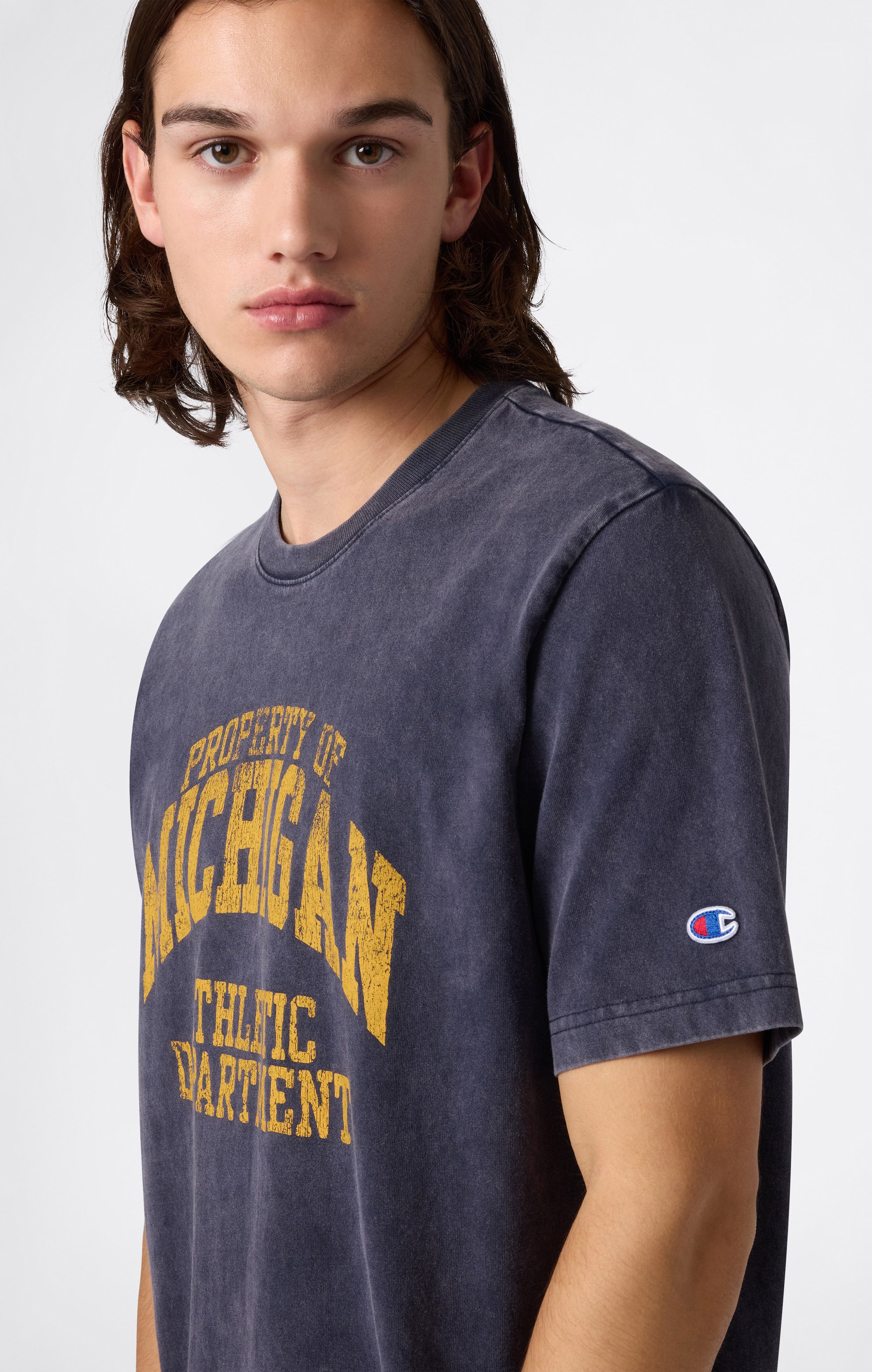 T-shirt Homme en Coton Épais avec Imprimé Reverse Weave