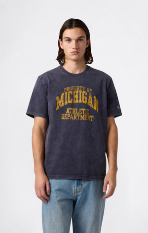 T-shirt Homme en Coton Épais avec Imprimé Reverse Weave