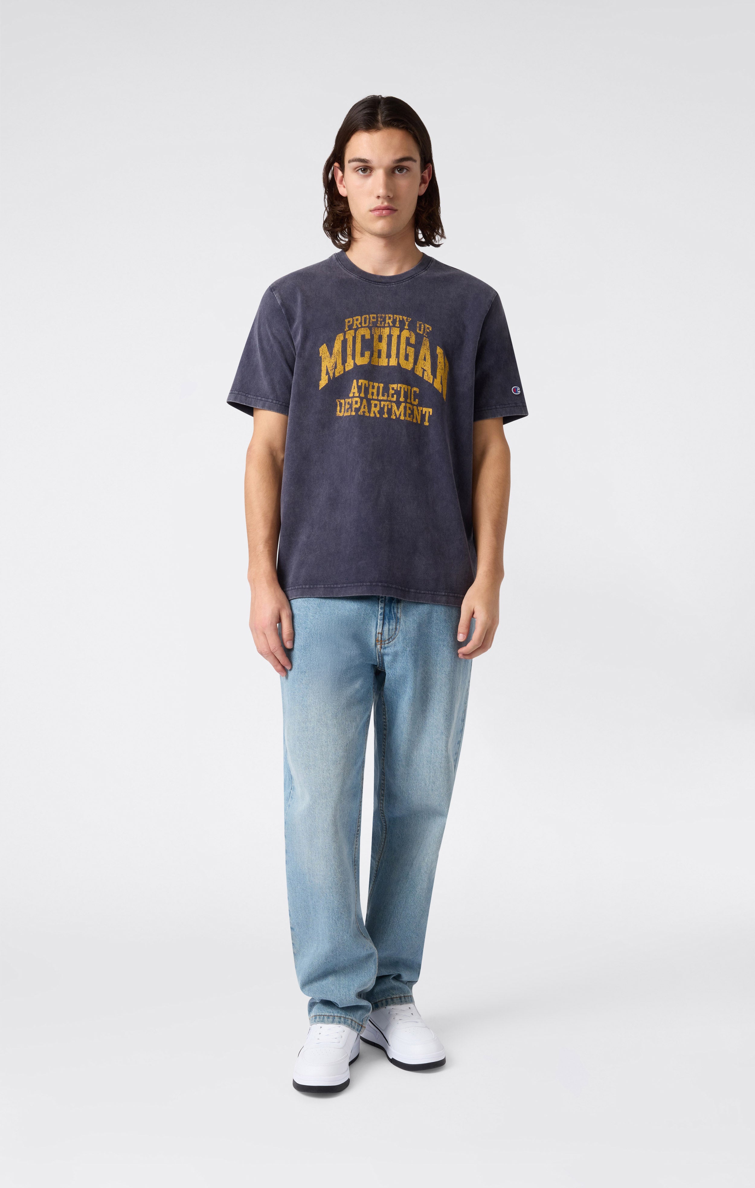 T-shirt Homme en Coton Épais avec Imprimé Reverse Weave