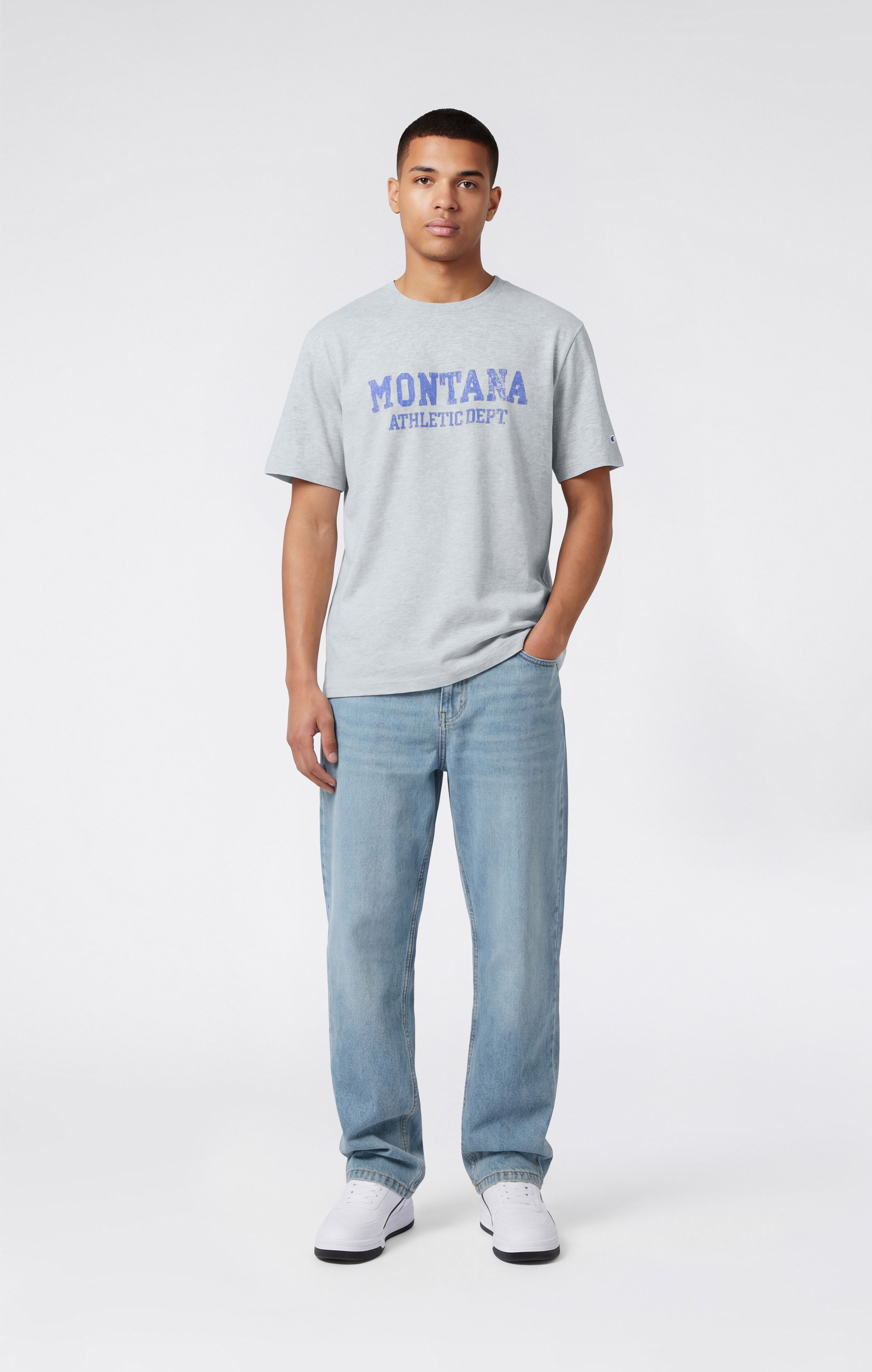 T-shirt Homme en Coton Épais avec Imprimé Reverse Weave