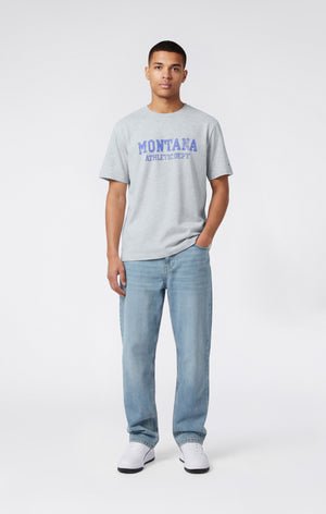 T-shirt Homme en Coton Épais avec Imprimé Reverse Weave