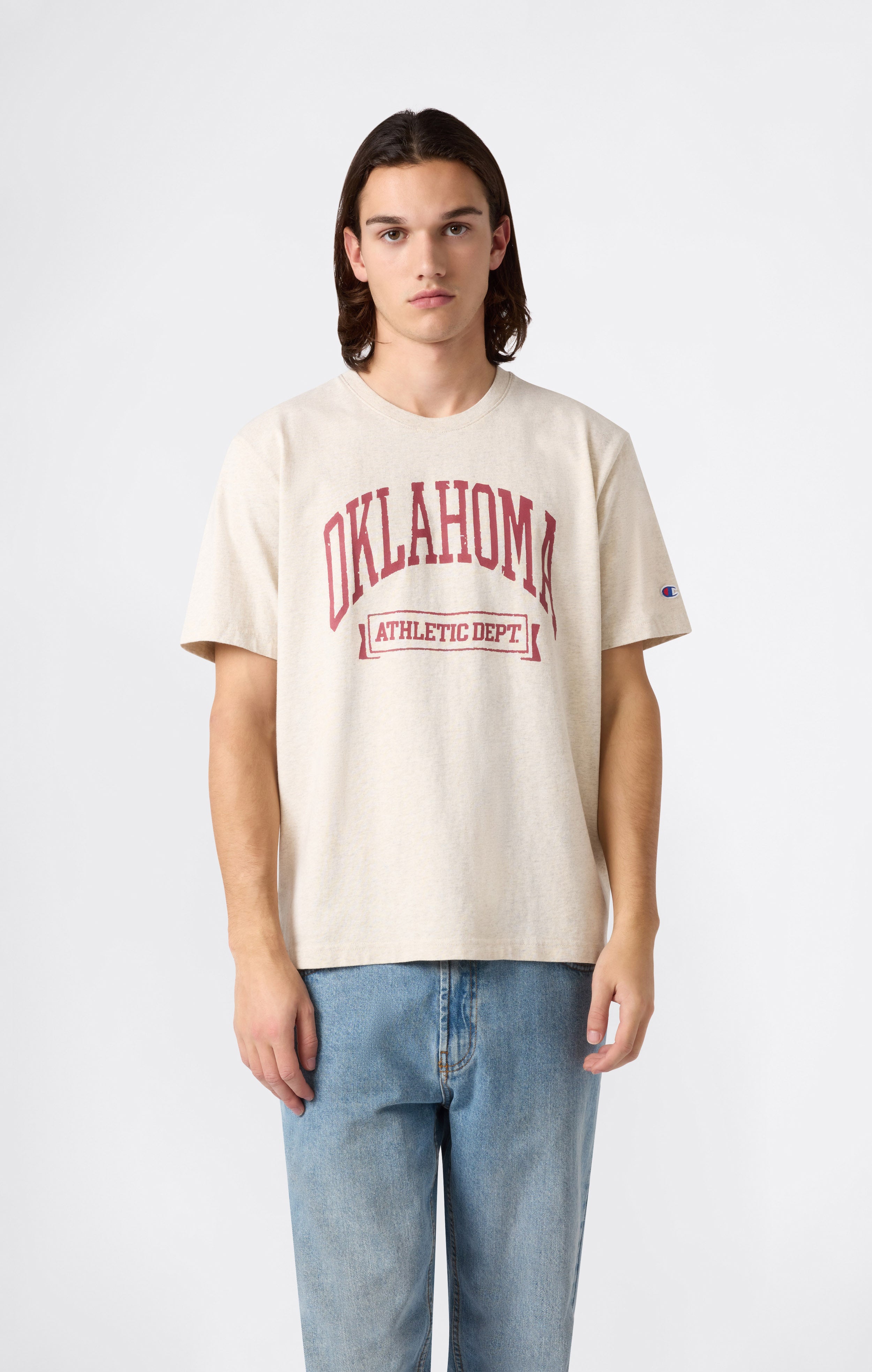 T-shirt Homme en Coton Épais avec Imprimé Reverse Weave