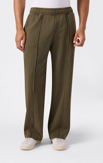 Pantaloni con Piega Cucita ed Effetto Slavato da Uomo
