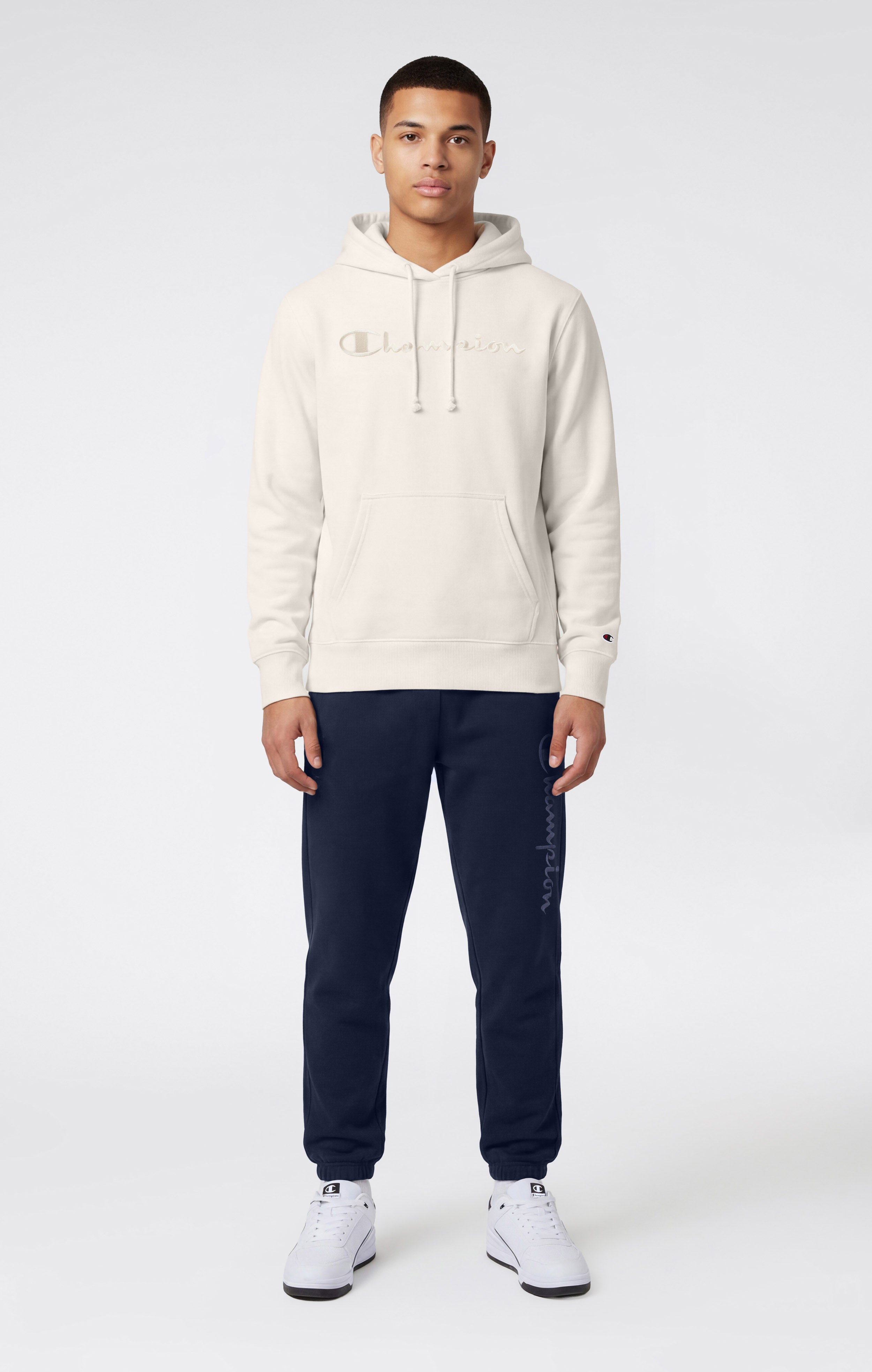 Men’s Lightweight Pants with Elastic Cuffs and Tonal Maxi Embroidered Logo Icons