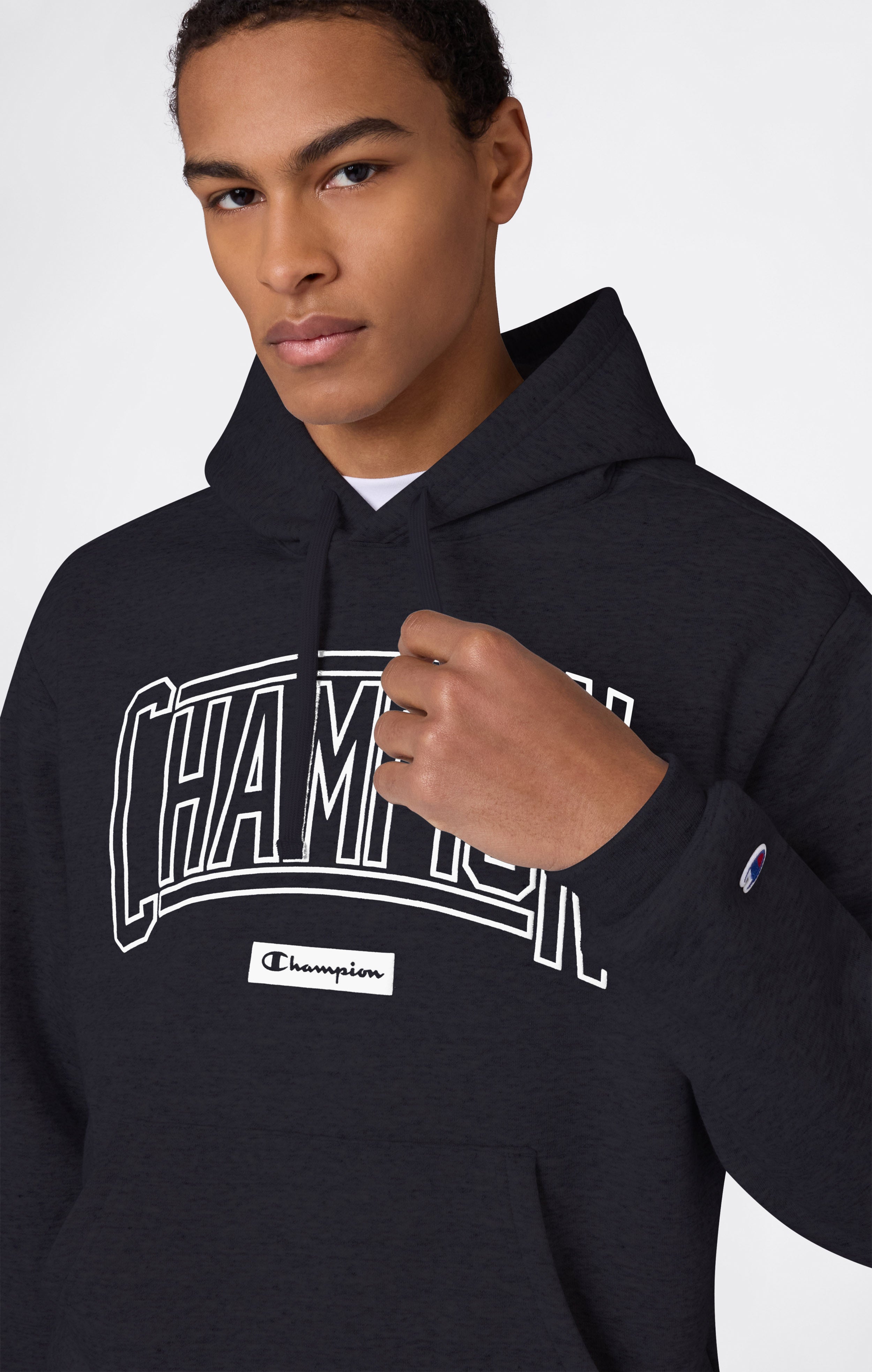 Men’s Hooded Sweatshirt With Brushed Interior And Puff Print Logo