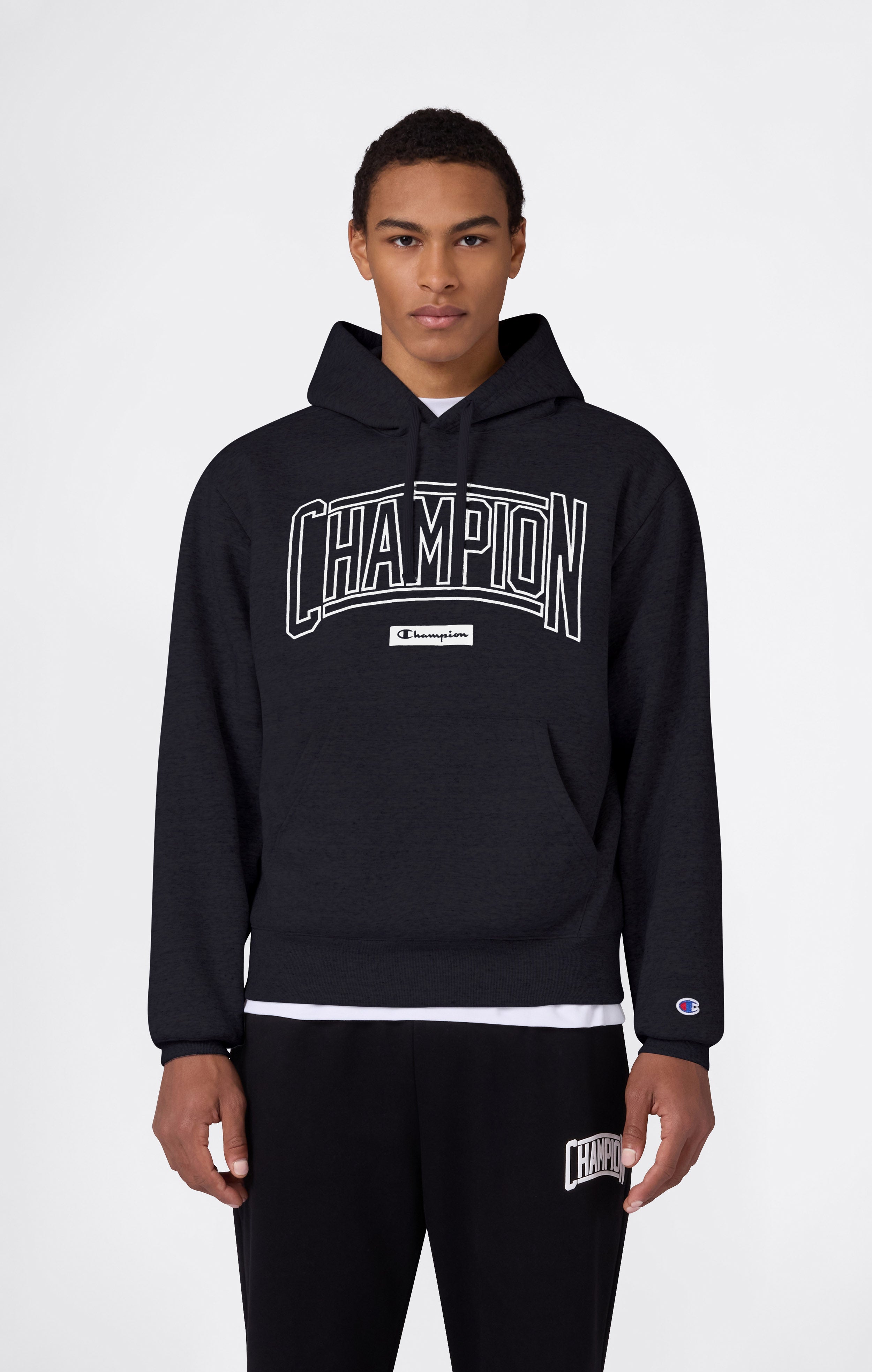 Men’s Hooded Sweatshirt With Brushed Interior And Puff Print Logo